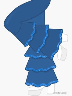 a blue dress with ruffles on it