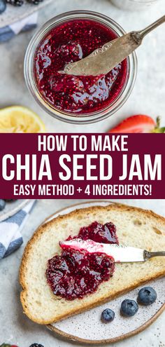 how to make chia seed jam with blueberries and strawberries on the side