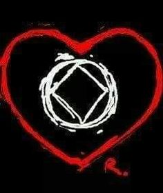 a red heart with a white outline in the middle and a black background behind it