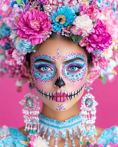 Sprinkle of AI Candy Skull Costume, Beautiful Halloween Makeup, Halloween Makeup Sugar Skull, Sugar Skull Artwork, Dead Makeup, Candy Skull, Face Painting Easy, Amazing Halloween Makeup, Sugar Skull Makeup