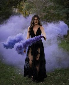 Smoke bomb shutterbomb purple smoke grenades female model posing Spooky Senior Pictures, Goth Birthday Photoshoot, Kylie Photoshoot, 30s Photoshoot, 40th Photoshoot, Spooky Photography, Moody Photoshoot, Rip 20s, Spooky Shoot