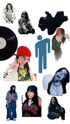 a collage of people with different types of hair and clothes, including one person wearing a red hat