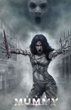 an image of a woman holding two swords in front of her face, with the caption