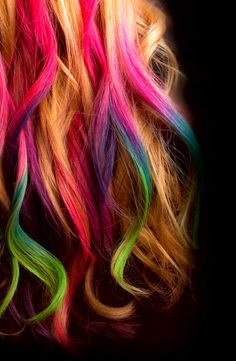 rainbow hair Diy Hair Chalk, Dipped Hair, Dip Dye Hair, Hair Chalk, Ombré Hair, Kevin Murphy, Rainbow Hair, Dip Dye, Crazy Hair