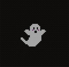 a pixellated image of a ghost with pink eyes on it's face, in the dark