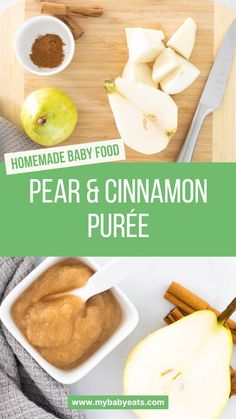 pear and cinnamon puree recipe on a cutting board