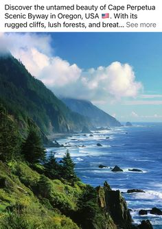 an image of the ocean with trees and mountains in the background that reads, discovery the untamed beauty of cape perpeta