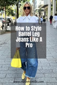 How To Style Barrel Leg Jeans Like A Pro Petite Fashion Street Style, Styles With Wide Leg Jeans, Barrel Leg Jeans Street Style, How To Wear Balloon Jeans, Carrot Leg Jeans Outfit, What To Wear With Corduroy Pants, Khaki Barrel Pants Outfit, Barrel Pants Outfit Summer, Barrel Leg Jeans Outfit Winter