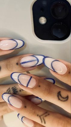 Blue Wedding Nails, White And Blue Wedding, Land Design, Minimal Nails, Design Illustrations, Nails Only, Clean Nails