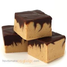 three pieces of chocolate fudge on top of each other