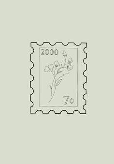 a stamp with a flower on it and the number seven is in front of it