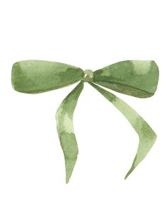 a watercolor painting of a green bow