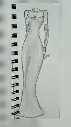 a drawing of a woman in a long dress