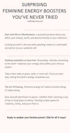 the benefits of feminine energy boosters for your body and mind, including self - care