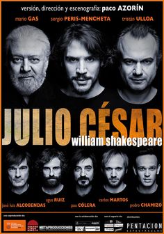 the movie poster for julia gesarr's shakespeare play, which features five actors