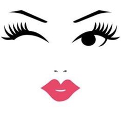 a woman's face with long eyelashes and pink lipstick