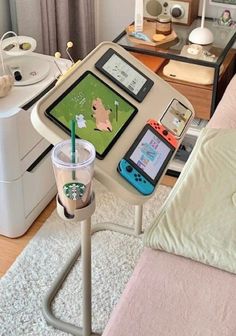 a coffee cup sitting on top of a table