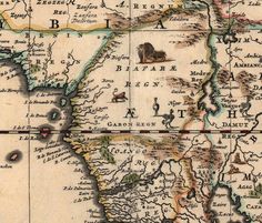 an old map of africa with animals on it