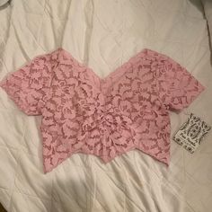 New With Tags! Intimately Free People Lace Love Brami! Lacey Crop Top And Bralette In One. Color Is Bubblegum! Color Is A Light Pastel Bubblegum Pink. This Lacey Beauty Is One Of A Kind Piece. Features: Cinched Neckline. Lined Bust. Unlined Back. Short Lace Sleeves. Uneven Handkerchief Hem. Size Xs! No Size Tag On Item! Purchased From Free People Sample Sale Photos For Reference Only! This Piece Is One Of A Kind Cute V-neck Party Top, Pink Fitted Lace Crop Top, Pink Lace Crop Top For Party, Trendy Pink Lace Tops, Pink Lace Crop Top For Spring, Spring Pink Lace Crop Top, Cute Lace Party Tops, Bubblegum Color, Butterfly Print Dress