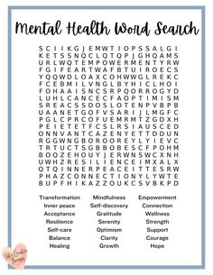 Unlock the power of words and challenge yourself to find the hidden words that celebrate positivity, mindfulness, and self-care. Whether you're seeking a personal challenge or a gift for a loved one, our word search puzzle is a delightful choice that encourages relaxation and mental calming. Mental Health Wordsearches, Positive Word Search, Therapeutic Activities For Adults, Self Care Games, Mental Health Activity Ideas High School, Mental Health Work Activities, Mental Health Group Activities, Mental Health Activity Ideas, Worksheets For Mental Health