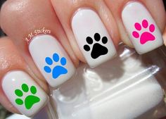 Paw Print Nail Art, Paw Print Nail, Paw Print Nails, Print Nail Art, Kids Nail Designs, Nail Art For Kids, Skull Nails, Animal Nails, Nails For Kids