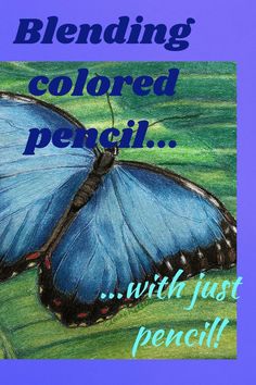 a blue butterfly with the words blending colored pencil