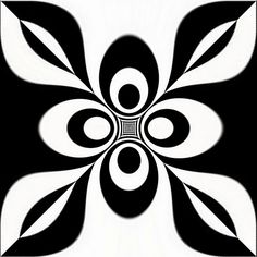 an abstract black and white design with leaves in the center, on a dark background