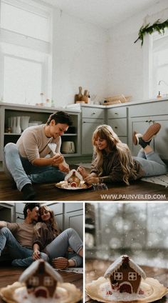 Check out this fun indoor Christmas engagement photo idea. This couple turned making a gingerbread house into their holiday-inspired engagement session. Check out the full blog post for ideas to use for your Christmas engagement photos. Lots of pictures, ideas for props and outfits, and more! Photos by ashleysarahphoto Couple Making Gingerbread House, Couples Christmas Cards Photo Ideas, Couple Christmas Card Photo Ideas, Christmas Photo Ideas For Couples, Christmas Card Pictures Couples, Holiday Card Photo Ideas, Christmas Card Picture Ideas, Christmas Card Ideas Picture