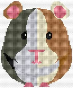 a cross stitch pattern with a hamster on it's face and the letter t in