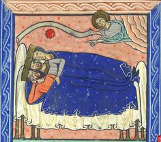 an illustration of a woman laying in bed with a child