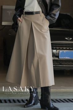 Lasaky - Elegant Retro Pleated A-Line Skirt with High-Waist and Vintage Charm Umbrella Skirt, Umbrella Designs, Pleated Long Skirt, Skirts Midi High Waisted, Half Skirt, Summer Fabrics, Black Khakis, Pleated Midi Skirt, Casual Skirt