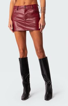 This faux leather mini skirt is the ultimate go-2 piece for all your spring/summer plans. This classic staple will go with everything in your closet, so you'll never be left wondering what to wear.Mini skirtFront & back pocketsFaux LeatherModel wears size SModel height is 5'6Item care: Hand wash Edikted Womens Maya Faux Leather Mini Skirt - Red size XL Red Leather Mini Skirt, Leather Miniskirt, Visionary Fashion, Faux Leather Mini Skirt, Summer Plans, Leather Mini Skirt, Leather Mini Skirts, Leather Mini, Edgy Fashion