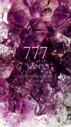 some very pretty purple rocks with the words 777 sanss