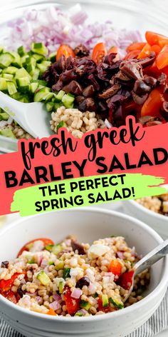 fresh greek barley salad is the perfect spring salad for any type of lunch or dinner