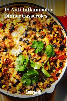 an image of a casserole dish with corn and cilantro