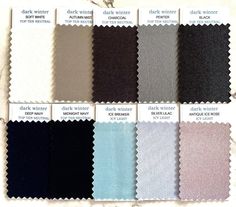 the swatches are all different colors and patterns for this color scheme, including dark winter