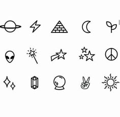 the different symbols that can be seen in this icon set, including stars, sun and moon