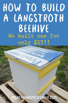 a beehive with the words how to build a langstroth hive we built one for only $ 17