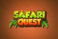 the safari quest logo is shown on a brown background with green and orange leaves around it