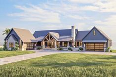 this is an artist's rendering of the front elevation of these luxury home plans