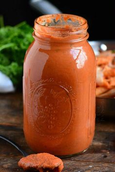 easy homemade vodka sauce in a mason jar