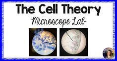 the cell theory microscope lab with pictures of different cells and their names in blue letters