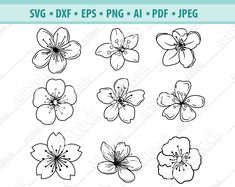 the flowers are drawn in black and white on a white background, with text that reads sv