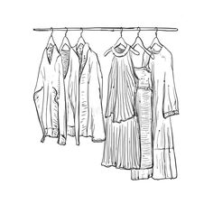 three dresses hanging on a clothesline and one is in front of the other two