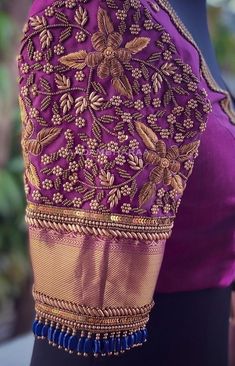 Violet Blouse Designs For Saree Bridal, Pattusaree Blouse Designs Latest, Dark Pink Blouse Designs, Blouse Designs Latest Embroidery Work, Blouse Aari Designs, Wedding Aari Work Blouse Designs, Patola Blouse Design Work, Aari Work Blouse Hand Design