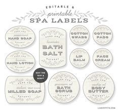 the printable labels for soaps and lotions