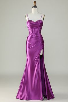 Fabric : Polyester. The fabric is comfortable for skin.   Package Contents : 1x Women Dress.   Occasion : Whether you are dressing it for a wedding party, prom, evening party or any other occasions, this party dress will be your lovely partner. Dark Purple Prom Dress, Orange Mermaid, Purple Prom, Hoco Dress, Dress Spaghetti Straps, Royal Blue Prom Dresses, Spaghetti Strap Prom Dress, Purple Prom Dress, Corset Dress Prom