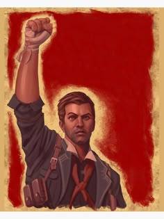 a painting of a man with his fist raised