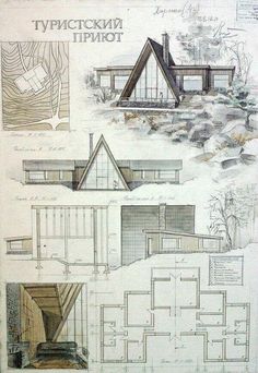 some drawings of different types of houses