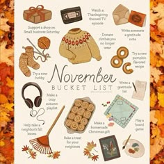 the november bucket list is filled with items